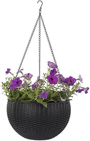 Hanging Planters Indoor Outdoor, 10.4’’ Hanging Baskets for Plants, Self Watering Hanging Plant Holder, Hanging Flower Pot with Drainer and Chain (Blue)
