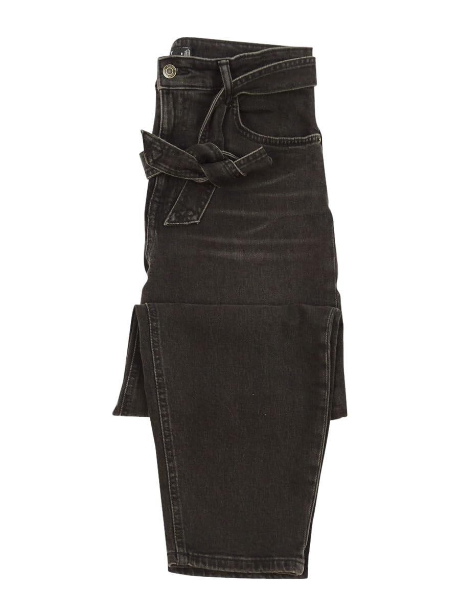 Lauren Ralph Lauren Womens Belted High-Rise Round Tapered Pants 8 Black Wash