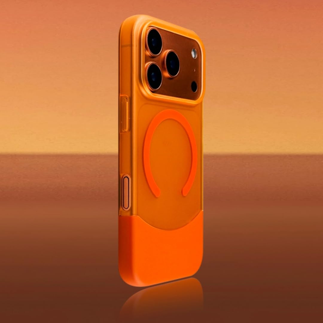 Coque de luxe iPhone 15 Pro mate et magnétique en finition orange - 3
