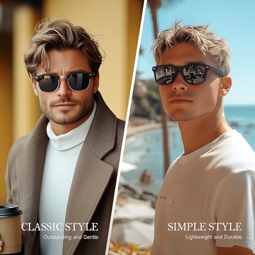 Reglaaly Sunglasses Men and Womens, Polarized Sunglasses for Men with UV Blocking, Black Wayfarer Mens Sun Glasses