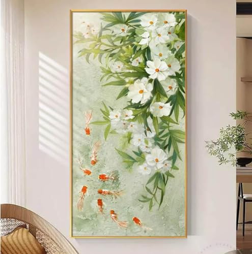 Peinture à l'huile peinte à la main grand format tableau moderne orchidées vertes