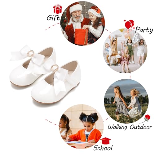 Image of PHIRAMIN Toddler Flower Girl Dress Shoes - Little Girl Mary Janes Flats Wedding
