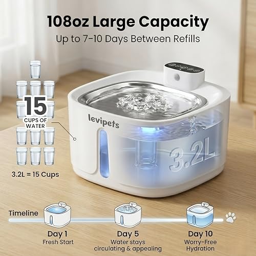 Fuente de agua inalámbrica para gatos 3.2L con filtros miniatura 3