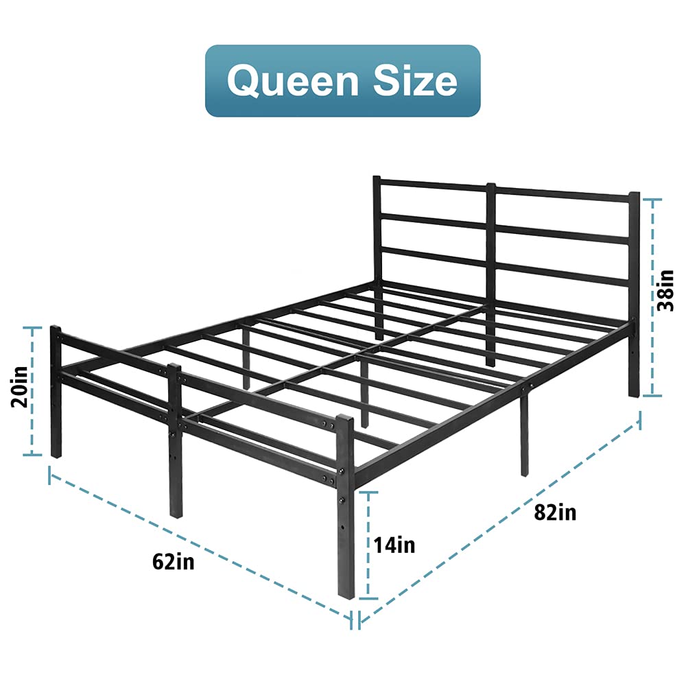 Queen Bed Frame with Headboard, 14 Inch Platform Bed Frame No Box