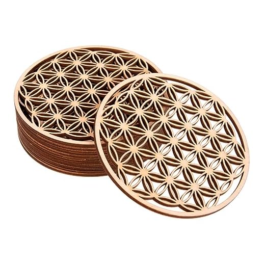 ProArts Fleur de Vie Dessous de Verre - sous Verre en Bois Set de 4 Pièces 10x10cm - Fleur de Vie pour Purification et Méditation - Symboles Spirituels en Bois