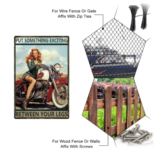 SUPERDANT Motorcycle Metal Signs Pin Up Lady Tin Signs Riding Wall Plaques Put Something Wxciting Iron Poster Art for Man Cave Garages Home Bedroom Vintage Decor - Image 4