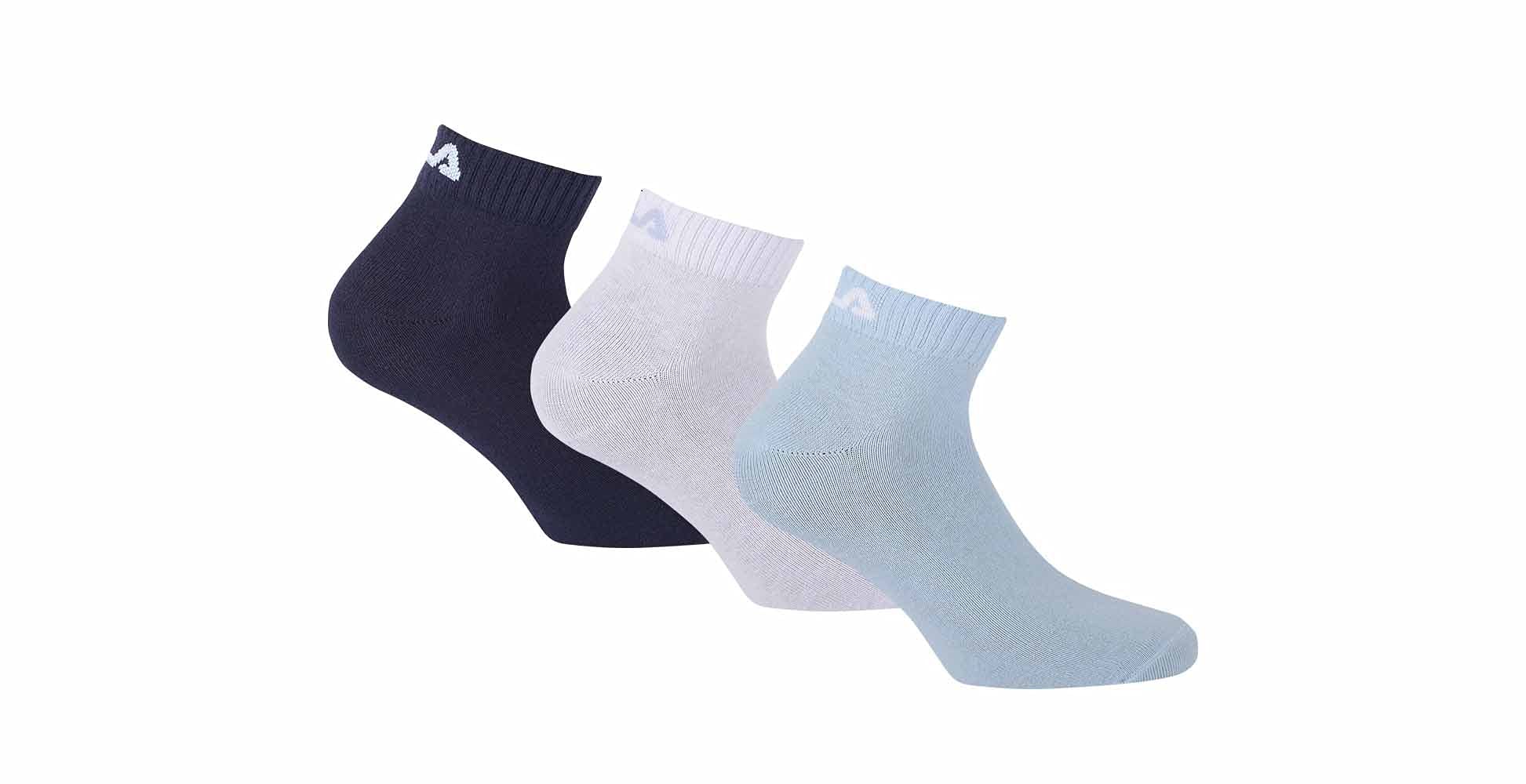 Fila F9300 Quarter Plain Socks 39/42 Socks, 821 Sky, Unisex-Adult, (Pack of 3)