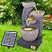 Solar Gartenbrunnen Brunnen Solarbrunnen FENG-Shui Zierbrunnen Wasserfall Gartenleuchte Teichpumpe für Terrasse, Balkon, mit Pumpen, mit Liion-Akku & Led-Licht