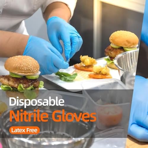 Image of adbeni Nitrile Gloves | Disposable & Powder Free | Premium | for Food Handling, Lab Work, Medical Examination, Kitchen, Cleaning, Cooking, Salon, Spa, Gardening, Industrial, Travel & Grooming