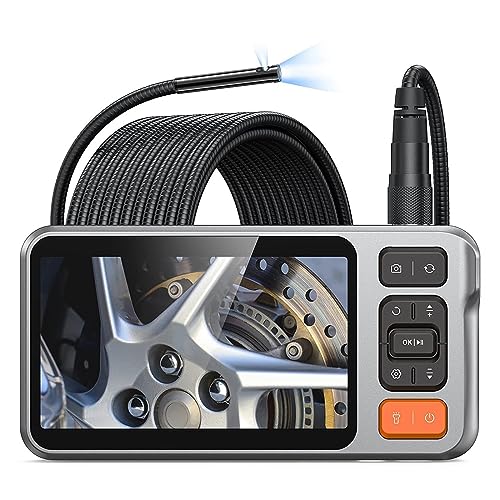 Cámara Endoscópica Frontal De 5MP/cámara Lateral 2MP Boroscopio con Pantalla IPS 5 Pulgadas Cámaras Endoscópicas Automotrices IP67 Imágenes Más Claras Inspecciones Precisas(300cm)