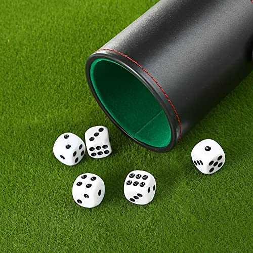 GWHOLE Würfelbecher Leder mit 10 Würfel Set für Würfelspiele, Schwarz