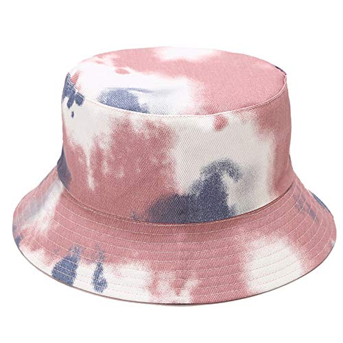 Wheebo Bucket Hat Reversible Outdoor Beach Summer Cap for Women Men, A-tie Dye-pink Blue, One size