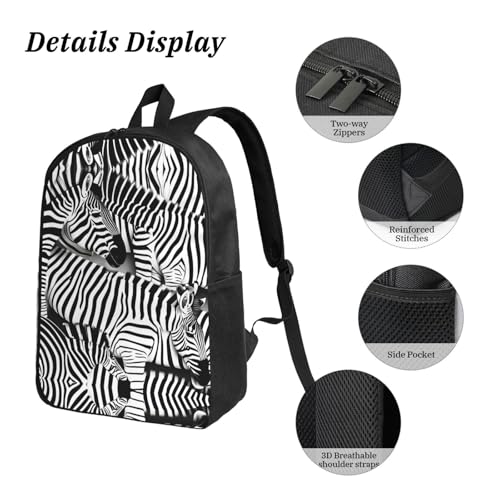 Sac à dos zèbre avec boîte à déjeuner et trousse pour école - 5
