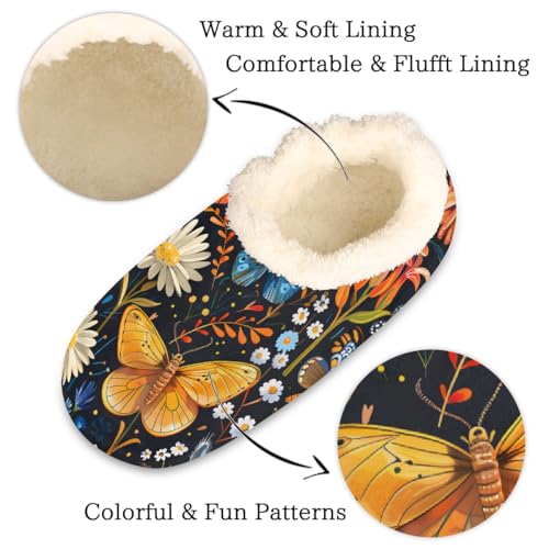 Colorful Butterflies Daisy Slippers for Women Slipper Socks Soft Fuzzy House Slippers Shoes for Indoor Bedroom, Winter Cozy Christmas Gifts2