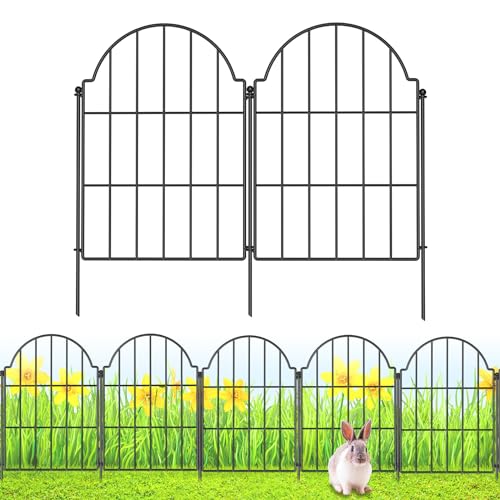 Garden Fence, 21in X 10.2ft Garden Fences and Borders for Dogs, Rabbit, Rustproof Metal Garden Fence Animal Barrier for Yard, Landscape, Outdoor Patio, Arched Fencing for Garden Beds