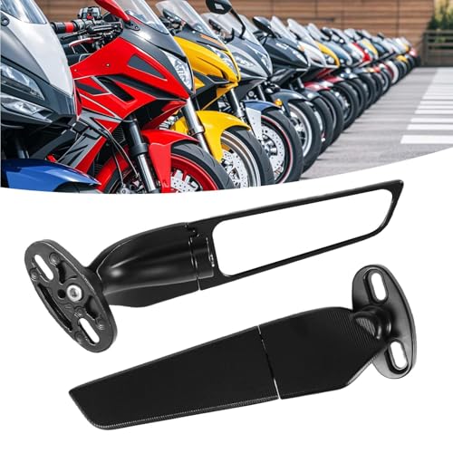 CROWNSHOP 2pcs Motorcycle Side Mirrors Motorcycle Rearview Mirror 360° Rotating Motorbike Wing Mirror Adjustable Flat Motorbike Mirrors for Nin-ja 300/400/650/ZX6R/ZX10R
