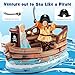 Goplus Inflatable Pirate Ship, Blow up Playscape with Built in Motor, Inflatable Toy Sword & Pirate Hat,Kids Toddlers Playhouse for Indoor Outdoor Backyard