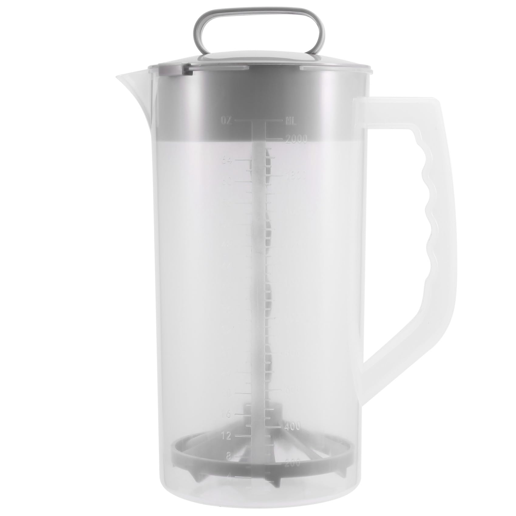 CTRLZS Mixing Pitcher for Drinks,2 Quart/64oz Plastic Water Pitcher with Lid,Easy-Mix Juice Container,Angled Plastic Blades