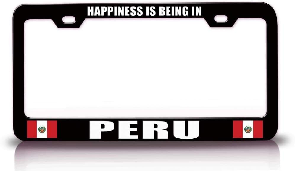 Happiness is Being in Peru Flag Metal Car SUV Truck License Plate Frame Bl l12
