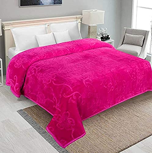 Rasha Heavy Winter Mink Soft AC Room Fleece All Weather Warm Blanket (Double Bed, King Size)(255 x 230)(Pink)