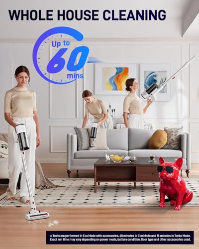 Image of Cordless Vacuum Cleaner, 550W /45KPa Stick Vacuum with Up to 60 Mins Runtime, Detachable Battery, Lightweight 2-in-1 Handheld Vacuum for Pet Hair, Hardwood Floors, Carpet, Stairs & Car
