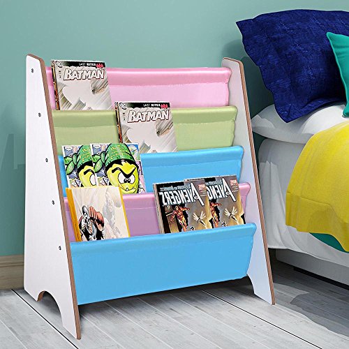 Yescom Wood Kids Book Shelf Sling Storage Rack Organizer Bookcase Display Holder White #TOP7