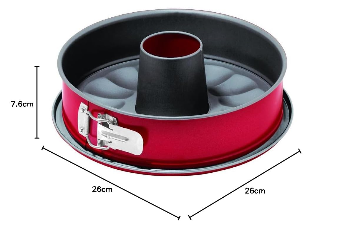 Guardini Rossana 2.0, Kuchenform, 2 Boden 26 cm, Stahl mit Antihaftbeschichtung, auslaufsicherer Boden, Farbe Rot/Grau