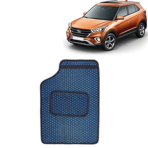 Image of Kingsway Dotted Design Car Floor Foot Mats Universal Fit for Hyundai Creta, Model Year : 2018-2019, Water and Dustproof, Color Blue, Set of 5 Pieces