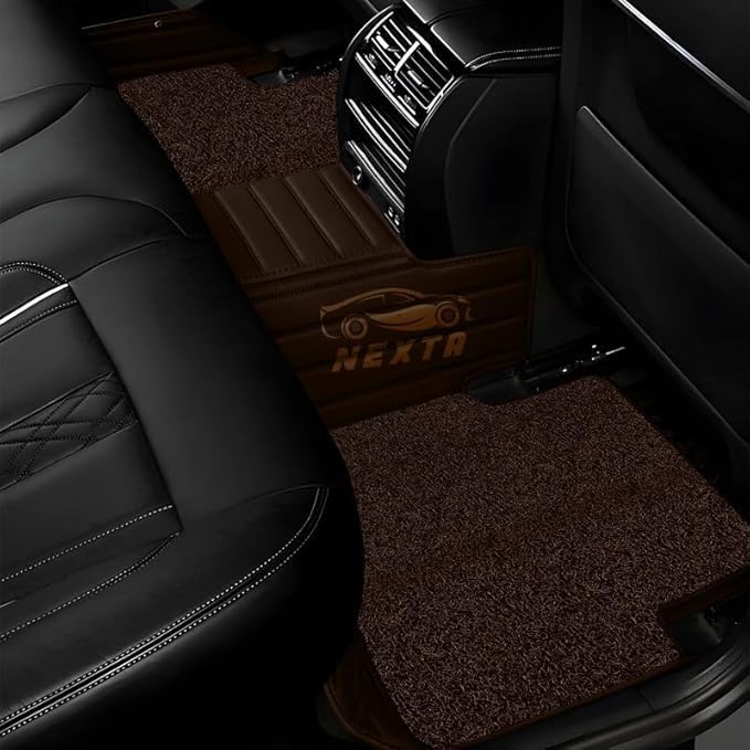 Image of Premium 12D Car Foot Mat for VinFast VF MPV 7-7 Seater (All 3 Rows) | Luxury Leather | Double Layered | Waterproof and Washable | Custom Fit | Detachable Grass Mat | Coffee