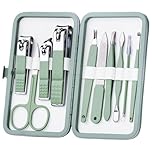 10 in 1 Manicure Pedicure Set, Stainless Steel Nail Clippers Kit with Scissors and Tweezers, Portable Travel Grooming Tools with Leather Case for Men and Women, Professional Nail Care Gift Set