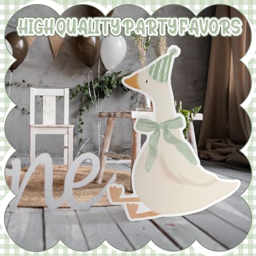 Image of Croblissful One Silly Goose Party Decorations 1st Birthday Backdrop Duck Animal Background Prop for Birthday Baby Shower Party Supplies(Sage Green,Goose)