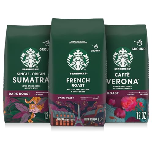 Starbucks Dark Roast Ground Coffee Variety Pack 3 Bags