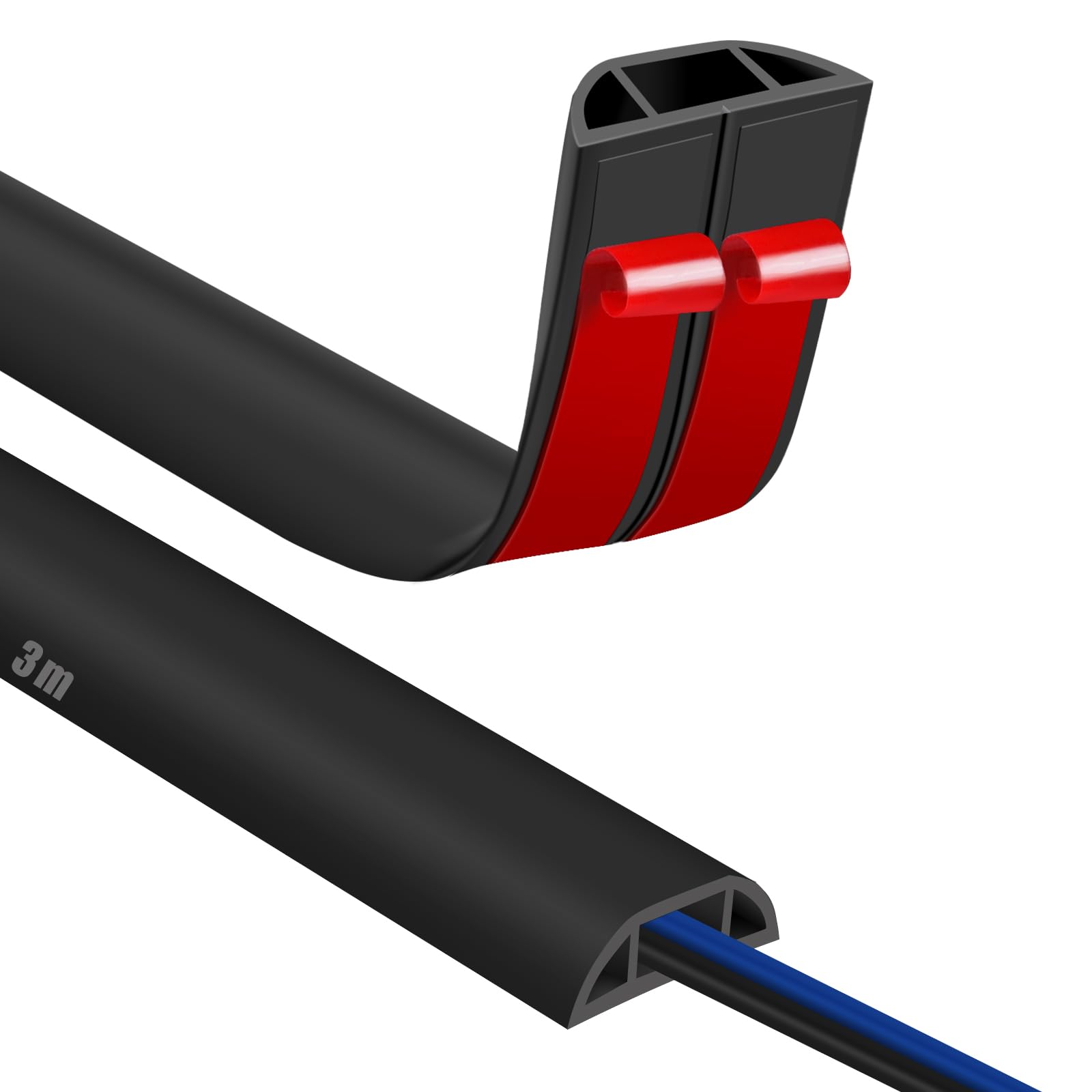 Canaletas para Cables Adhesivas, Madera Pasacables Suelo Goma, Canaleta Cables, para Uso en Oficinas, Escuela, Almacén, Conciertos, Etc, para Proteger Los Cables Evitar Riesgos deTropiezo — view 13