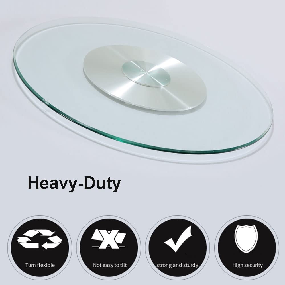 Lazy Susan Plateau tournant rond en verre transparent pour table de salle à manger 83,8 cm, 88,9 cm, 99,1 cm, 109,2 cm