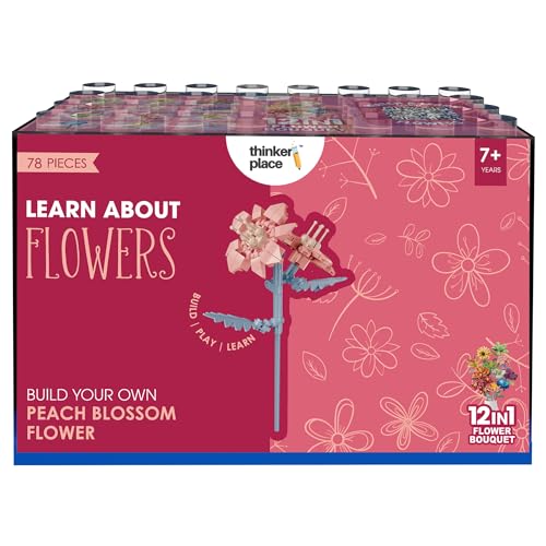 Image of STEM Peach Blossom Flower Building Blocks Set (78 Pcs, 12-in-1) | DIY Flower Pen Stand Kit for Kids 6+ Years (Boys & Girls) | Creative Craft & Learning Toy | Ideal Gift for Kids