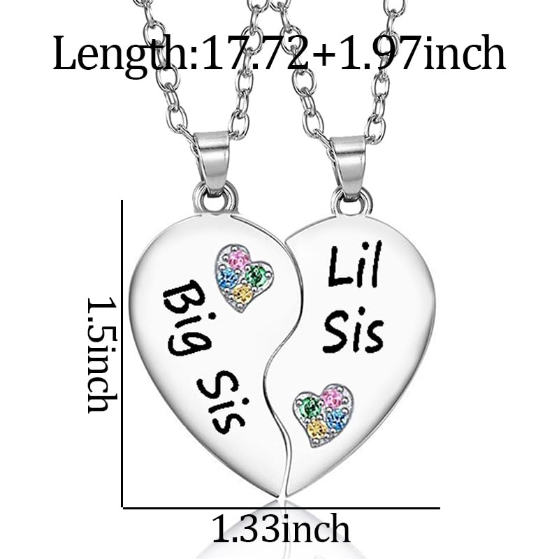 Big Lil Sis Necklaces Gift for 2 Girls Big Sister Gifts from Little Sister Matching Necklaces for Sisters Christmas Birthday Gifts for Best Friend Bestie BFF Necklace for 2 Twin Sisters2