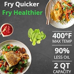 NutriChef Air Fryer - 1000w 2 Quart Capacity Personal Air Fryer, Conserve Counterspace, Oil-free cooking with Removable Deep Non-Stick Fry Basket, Black NutriChef Air Fryer 1000w 2 Quart Capacity Personal Air Fryer Conserve Counterspace Oil free cooking with Removable Deep Non Stick Fry Basket Black