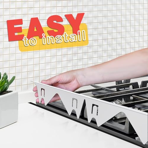 Image of Stove Gap Covers Stainless Steel, 2 Pack Stove Gap Filler Easy Retractable Length 13.8 inch to 27.5 inch, Width 0.79 inch ALMCALS Stove Gap Guards Range Trim Kit, Heat Resistant Guard Between Stove Top & Counter