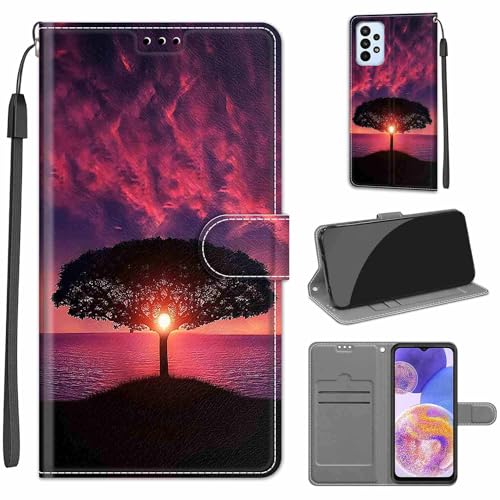Funda para Samsung Galaxy A23 5G / M23 5G / F23 5G Carcasa, Case para Samsung Galaxy A23 Funda Libro con Tapa Piel Case Flip Cuero,Cierre Magnético Antichoque - Árbol