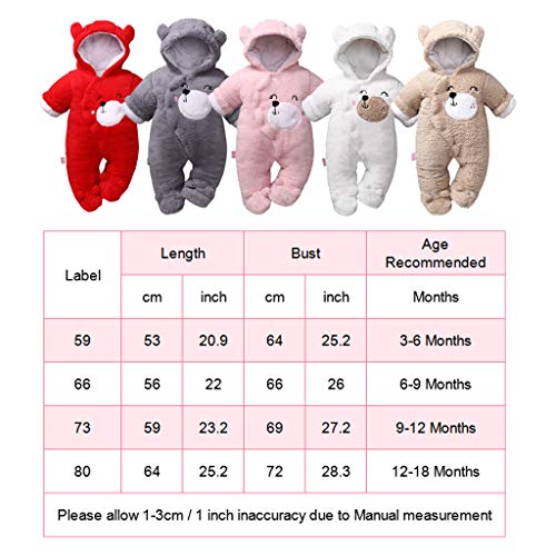 Bébé Capuche Barboteuse Hiver Combinaison Flanelle Tenues Garçons Filles Pyjamas Bambin Grenouillère Footies Vêtements Marron 9-12 Mois - Image 8