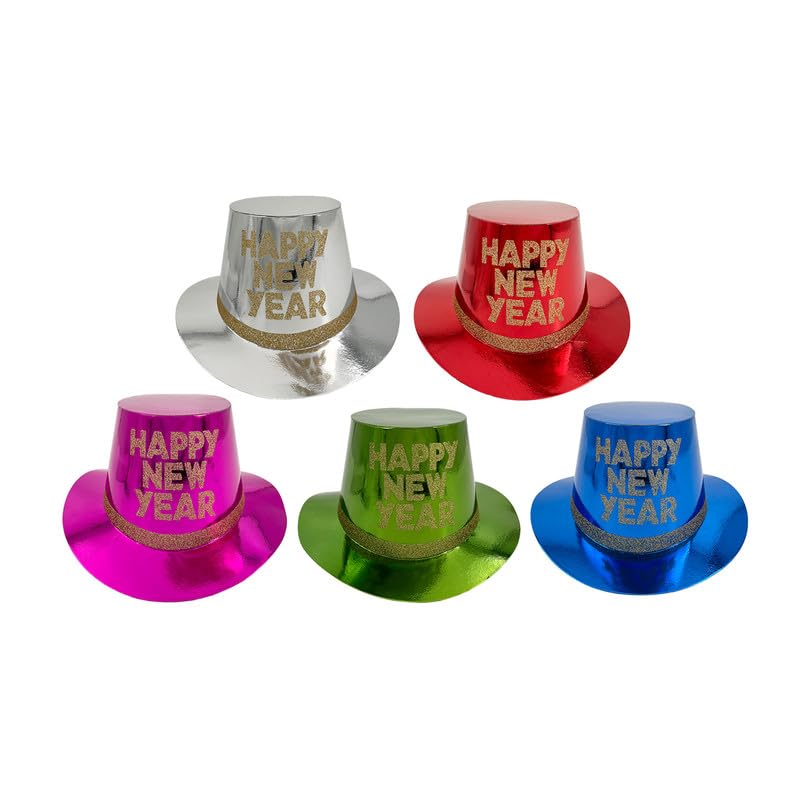 Party Magic New Year Top Hat Foil Glittered Assorted