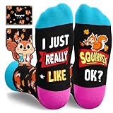 HAPPYPOP Squirrel Socks for Women Men - Squirrel Lover Gifts for Teens, Funny Animal Socks, Xmas Stocking Stuffers