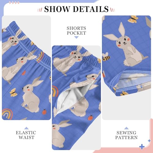 Bunny Bee Rainbow Boys Long Pants Soft Trousers Elastic Waist Kids Lounge Bottoms with Pockets S-XL4