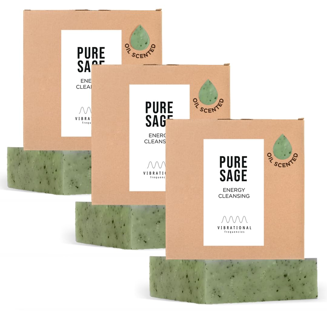 Sage Smudge Soap Bar, 3-pack Bath Soap Bars for Energy Cleansing, Cold-Pressed Body Soap with White Sage Essential Oil and Herbs to Cleanse and Recharge