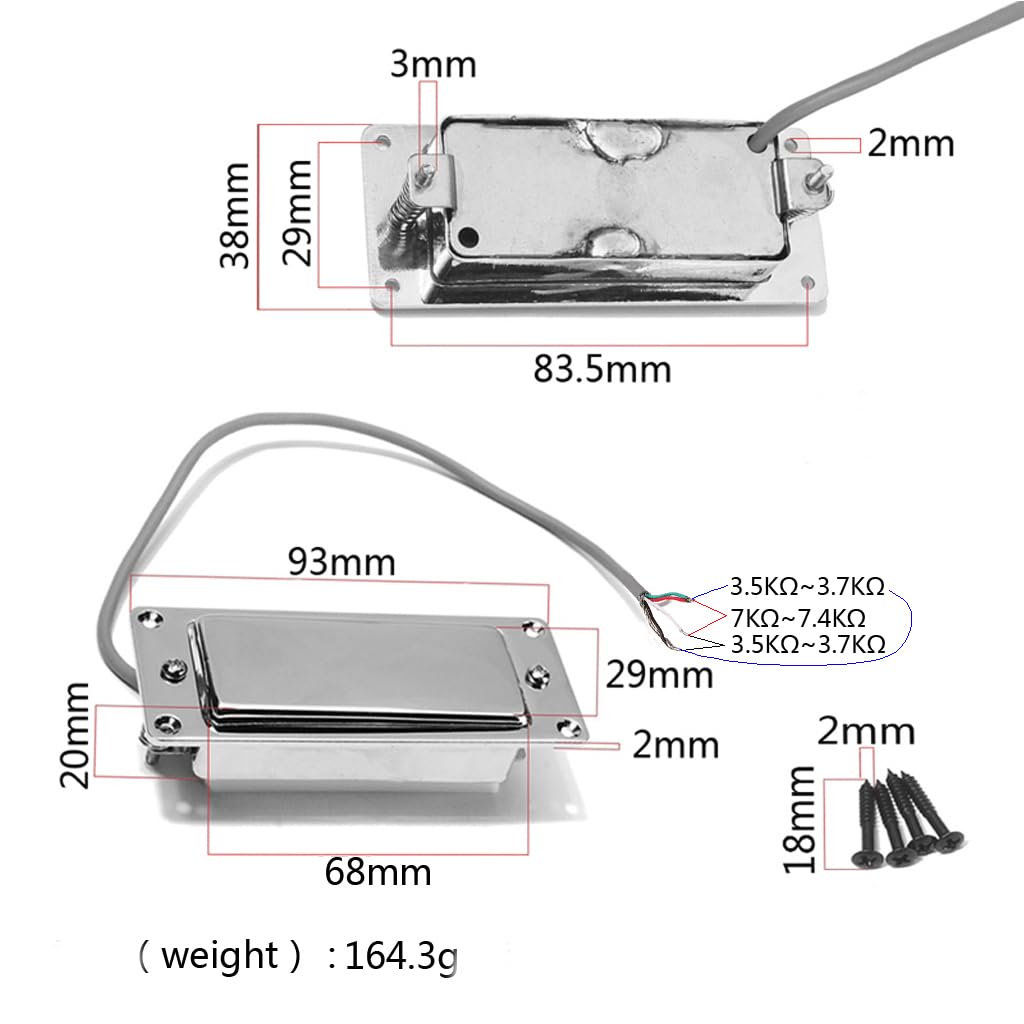 RuiJOTWAT Mini Humbucker Chrome (4-conductor wire - Image 2