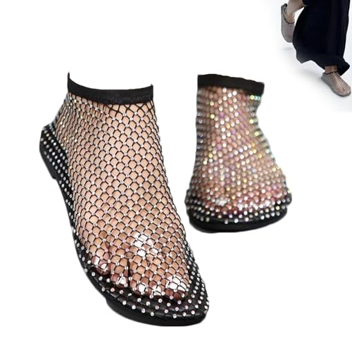 GERRIT Mesh Flats for Women, Ultra Comfortable Shiny gem mesh Flats, Dressy Flats Shoes for Women, Mesh Ballet Flats for Women