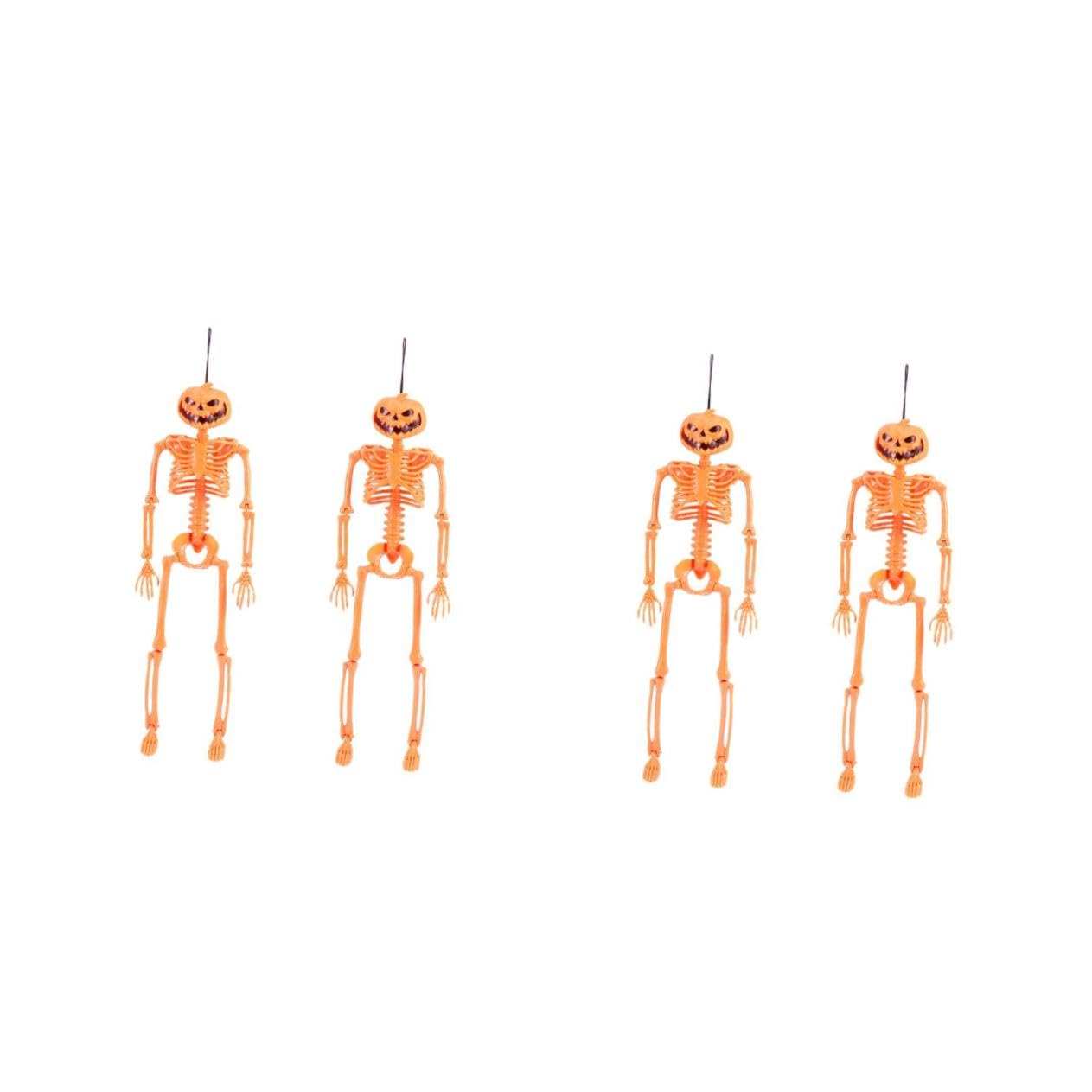 4 scheletri Decorativi per Halloween, Ideali per allestimenti creativi, Oggetti di Scena in plastica per scherzi e Decorazioni di Halloween.