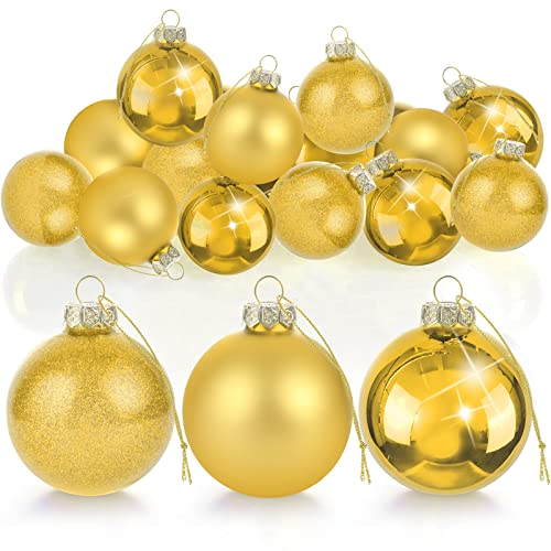 Weihnachtskugeln Glas Gold, 6cm Glas Christbaumkugeln, UNOLIGA 15pcs Weihnachtsbaum Kugeln (Matt, Glänzend, Glitter) Cover