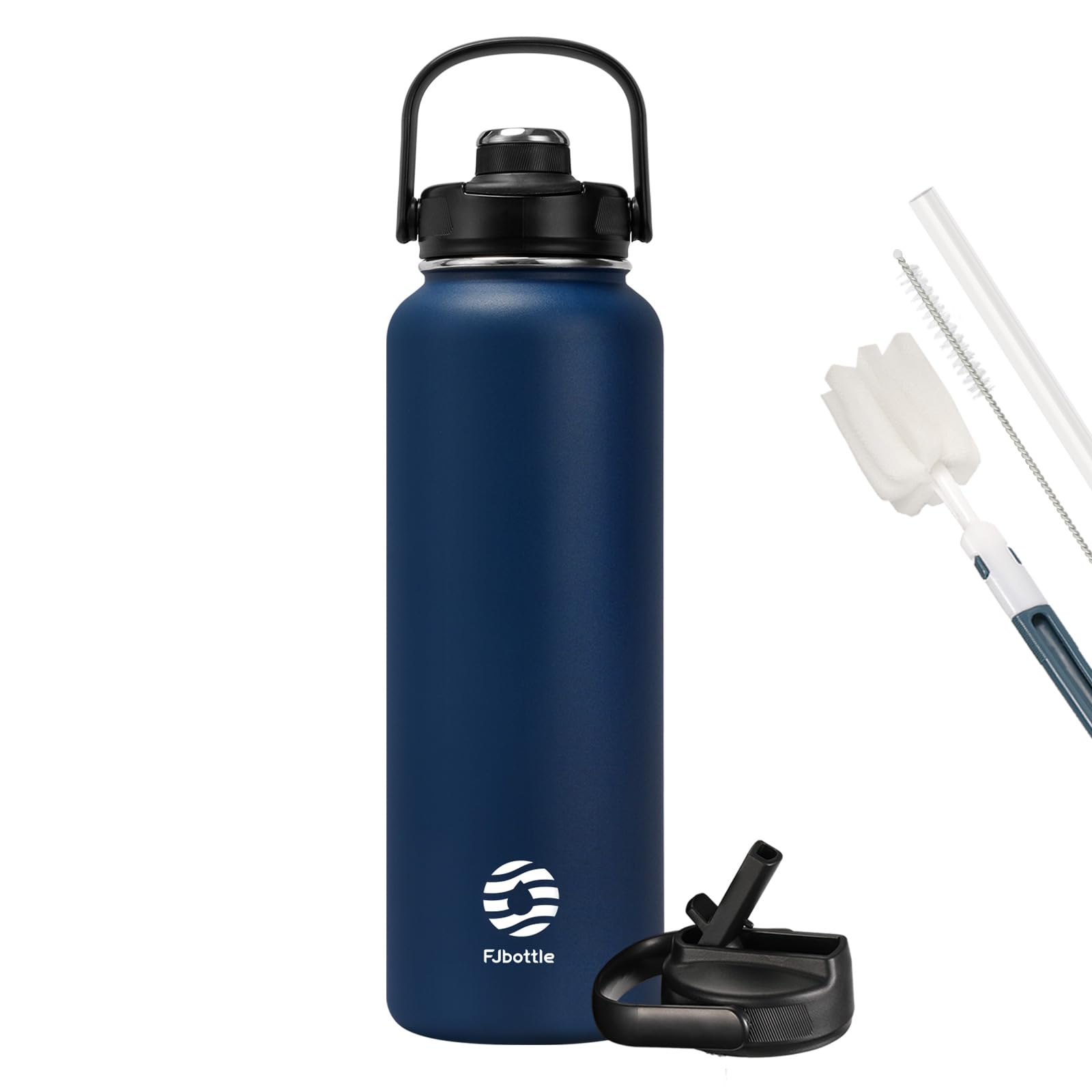 Fjbottle Borraccia Termica con cannuccia - 2xTappi - 950ML/1200ML Bottiglia Termica - Senza BPA/Senza Perdite Borracce acciaio inox per Scuola, Sport, Palestra, Ciclismo