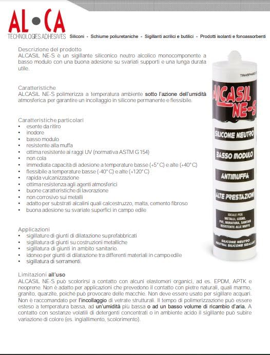 Alcasil NE-S, Sigillante Siliconico, Professionale, Neutro, Basso Modulo, Antimuffa, 310ml (6)